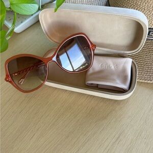 Chloe Orange Gradient Brown Oversized Sunglasses